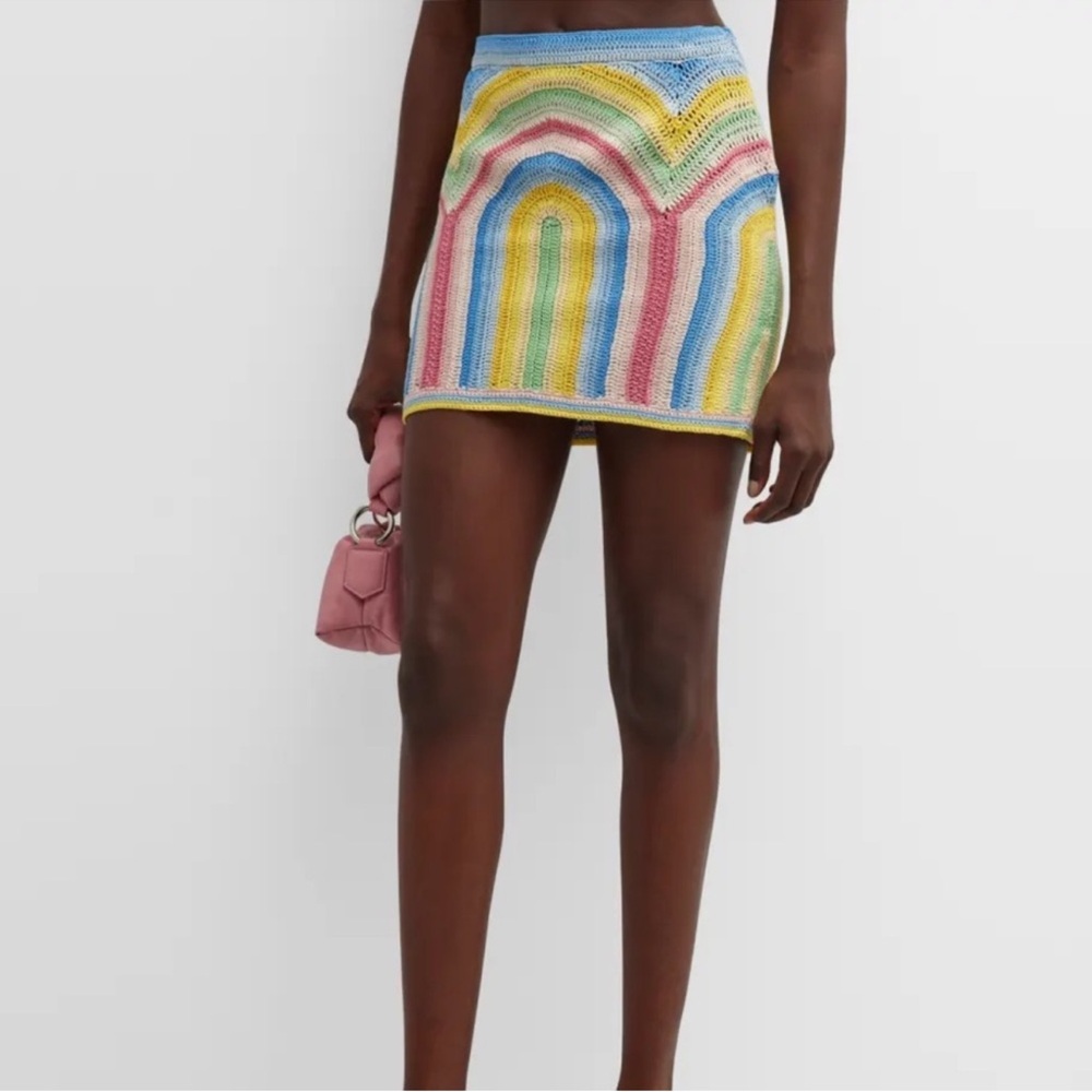 Casablanca Rainbow Crochet Mini Skirt